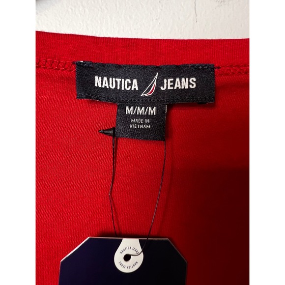 Nautica Jeans Samba Red V Neck Sleeveless Crochet Trim Blend Top Sz M NWT - Picture 4 of 9